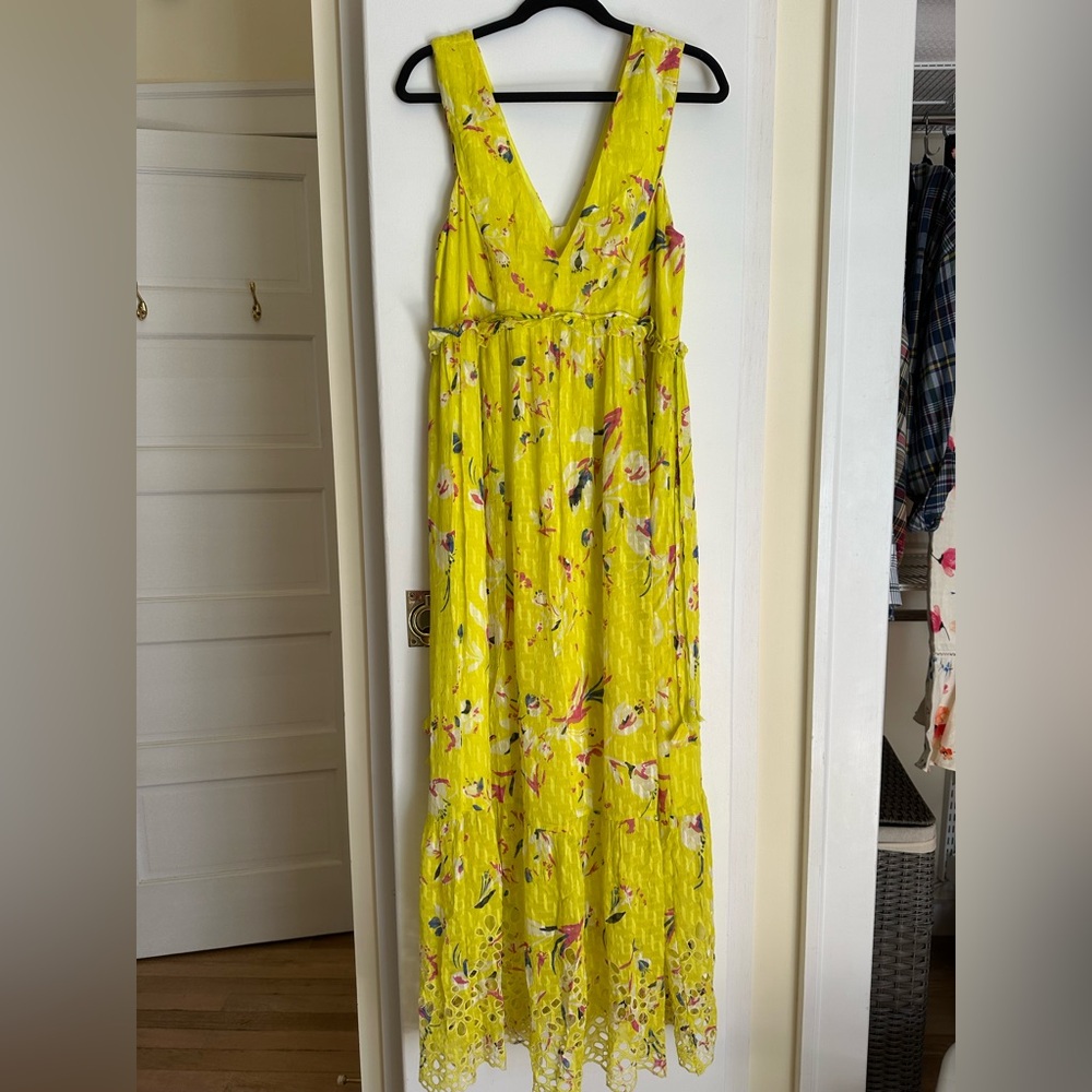 Tanya Taylor Catalina Maxi Dress Silk Cotton Blend Yellow Size 6
